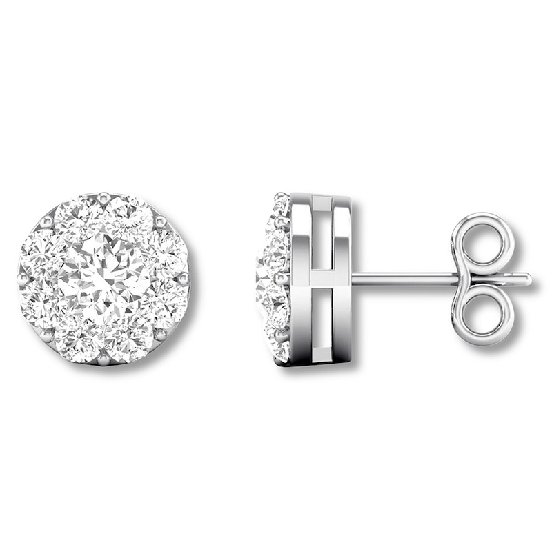 Main Image 2 of Previously Owned Diamond Earrings 1-1/2 ct tw Round 14K White Gold