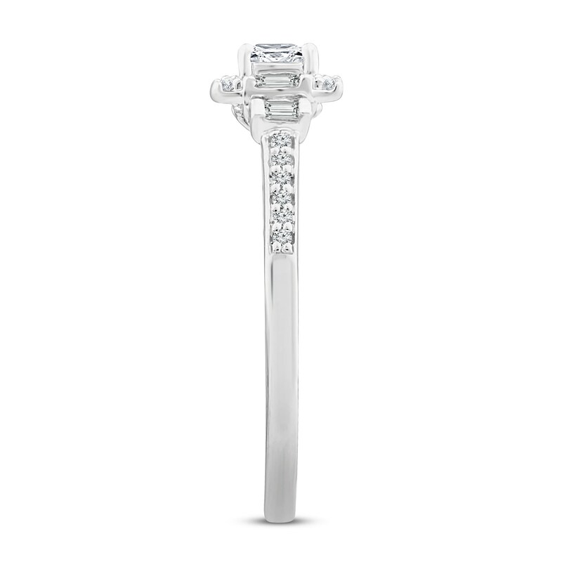 Main Image 2 of Previously Owned Diamond Promise Ring 3/8 ct tw Princess/Round/Baguette 10K White Gold
