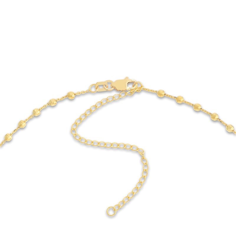 Main Image 3 of Diamond-Cut Solid Bead Chain Choker Necklace 14K Yellow Gold 13" Adj.