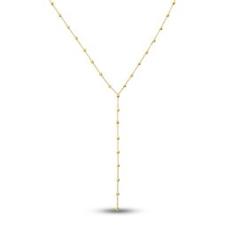 Beaded Lariat Necklace 14K Yellow Gold 13" Adj.