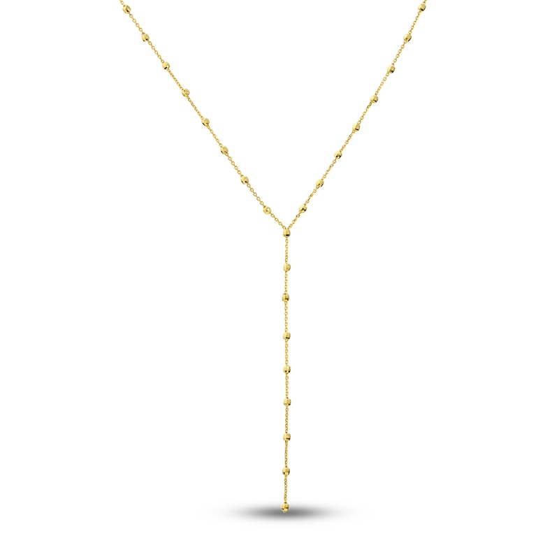 Main Image 1 of Beaded Lariat Necklace 14K Yellow Gold 13" Adj.