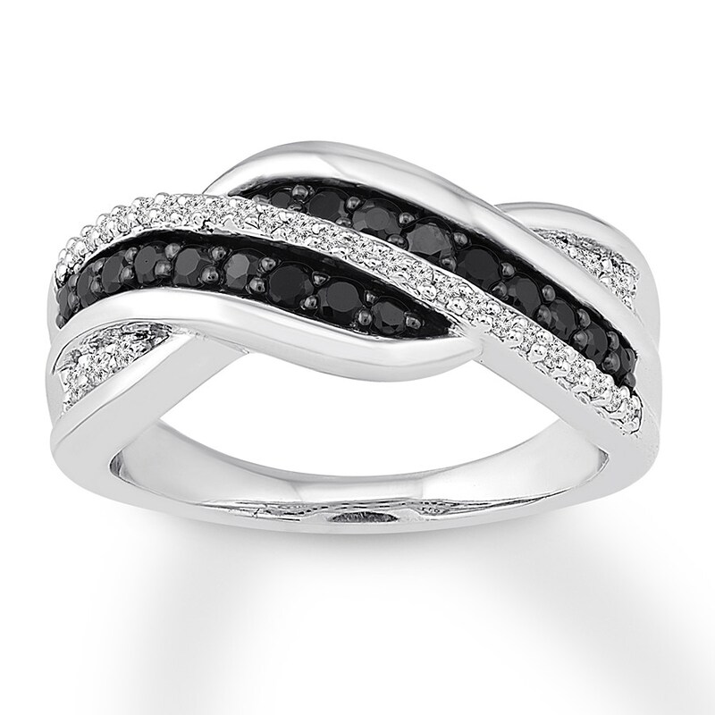 Previously Owned Black & White Diamond Ring 1/2 carat tw 10K White Gold
