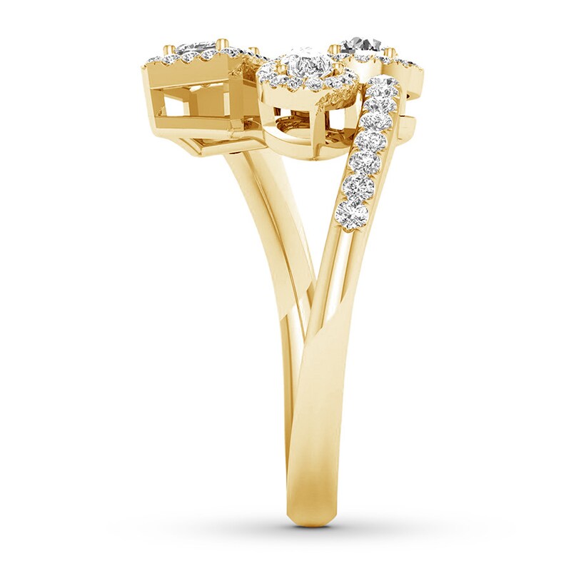 Main Image 3 of Previously Owned Round, Pear-shaped & Emerald-cut Diamond Ring 3/4 carat tw 14K Gold