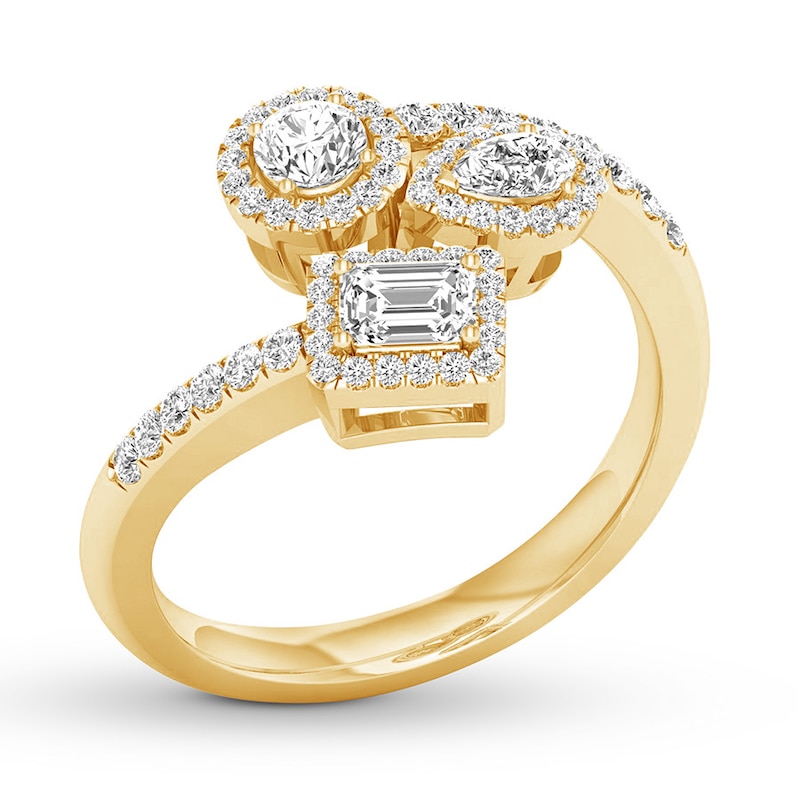 Main Image 4 of Previously Owned Round, Pear-shaped & Emerald-cut Diamond Ring 3/4 carat tw 14K Gold