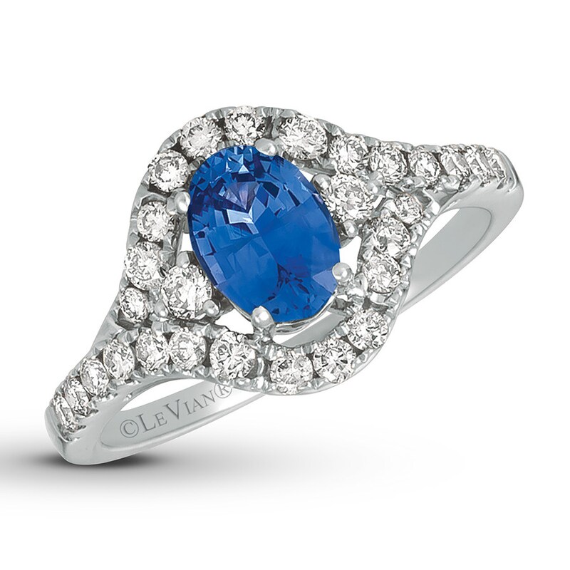 Main Image 1 of Previously Owned Le Vian Ceylon Sapphire Ring 1/2 ct tw Diamonds 14K Vanilla Gold