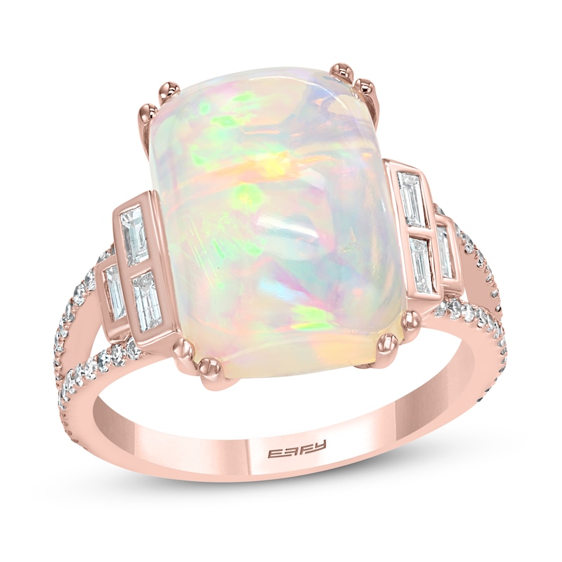 Previously Owned Effy Natural Opal Ring 1/ ct tw Diamonds 14K Rose Gold