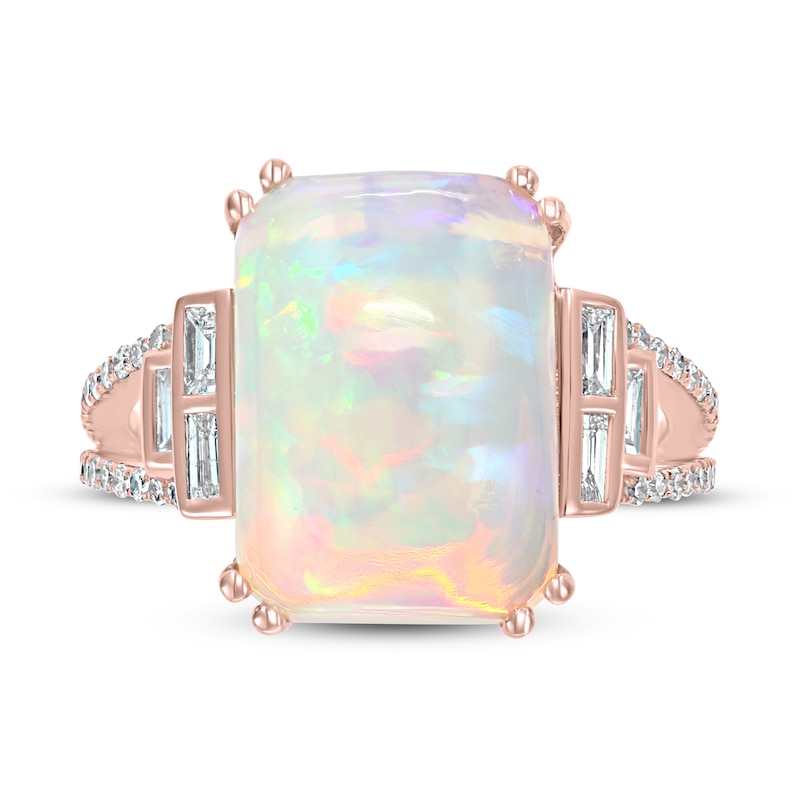 Main Image 3 of Previously Owned Effy Natural Opal Ring 1/2 ct tw Diamonds 14K Rose Gold