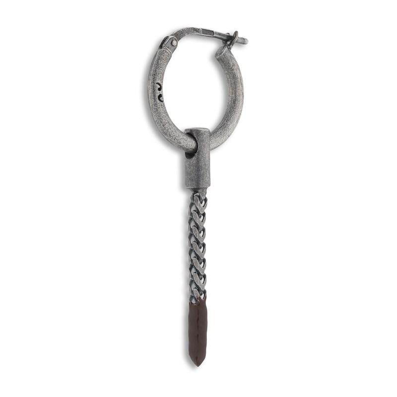 Marco Dal Maso Men's Short Earring Brown Enamel Sterling Silver