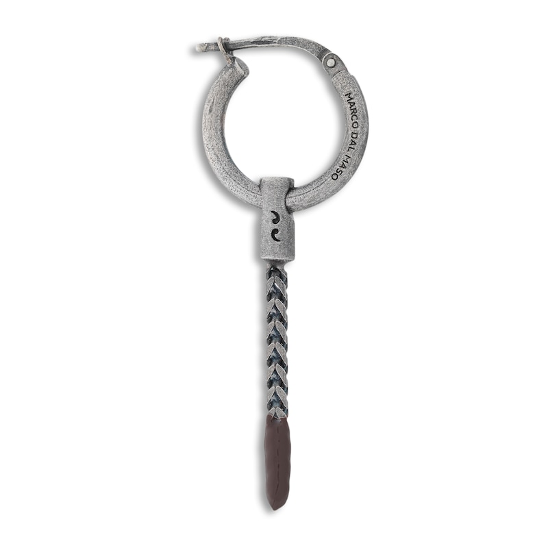 Marco Dal Maso Men's Short Earring Brown Enamel Sterling Silver