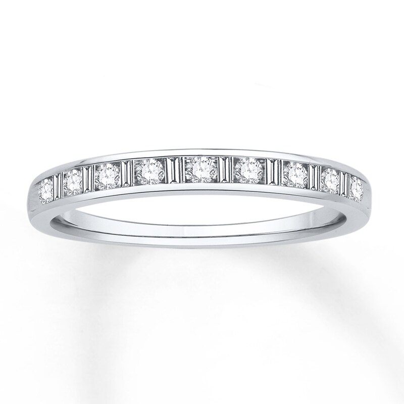 Main Image 1 of Previously Owned Diamond Anniversary Band 1/4 ct tw Round/Baguette 14K White Gold