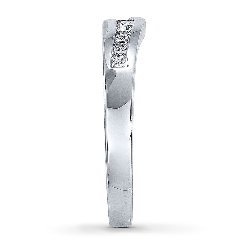 Main Image 3 of Previously Owned Diamond Contour Ring 1/4 ct tw Round-cut 14K White Gold