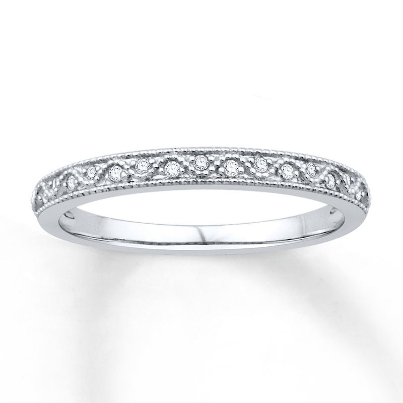 Main Image 1 of Previously Owned Diamond Anniversary Band 1/15 ct tw Round-cut 10K White Gold