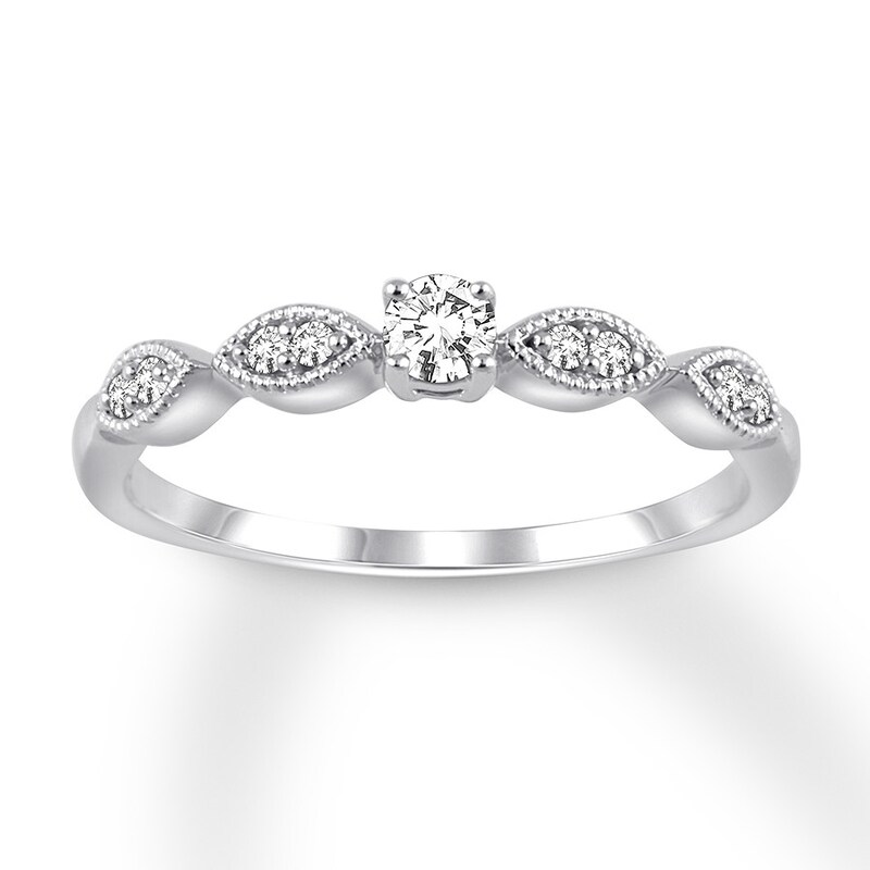 Previously Owned Diamond Promise Ring 1/6 carat tw Round 10K White Gold
