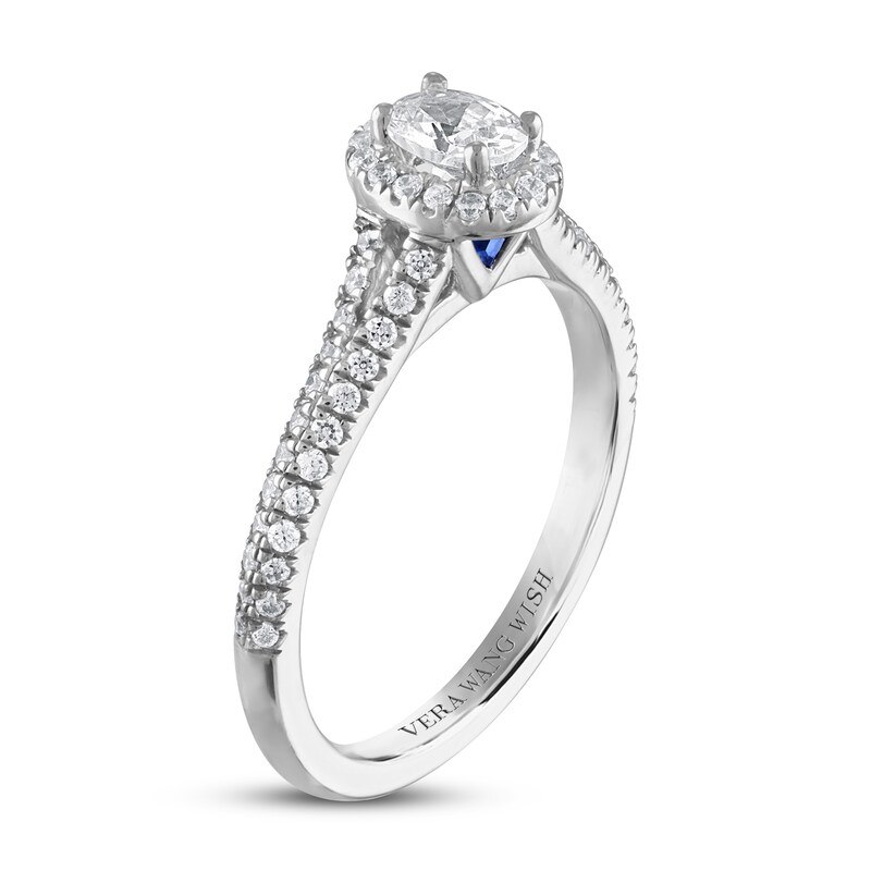 Main Image 2 of Previously Owned Vera Wang WISH Diamond Engagement Ring 5/8 ct tw Oval/Round 14K White Gold