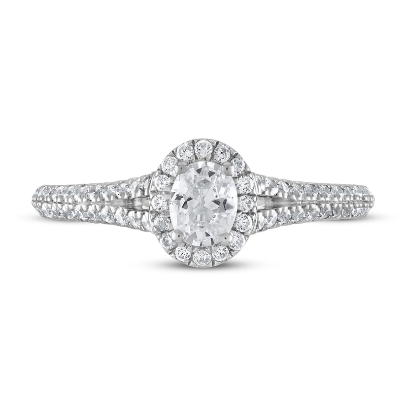 Main Image 3 of Previously Owned Vera Wang WISH Diamond Engagement Ring 5/8 ct tw Oval/Round 14K White Gold