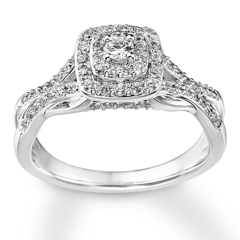 Main Image 1 of Previously Owned Diamond Promise Ring 1/2 carat tw Round 10K White Gold