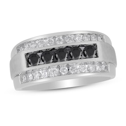 Previously Owned Men's Black Diamond Ring 1 ct tw Round 10K White Gold
