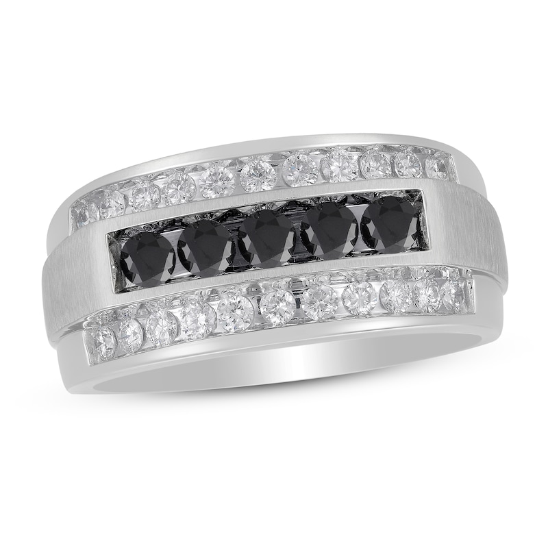 Previously Owned Men's Black Diamond Ring 1 ct tw Round 10K White Gold