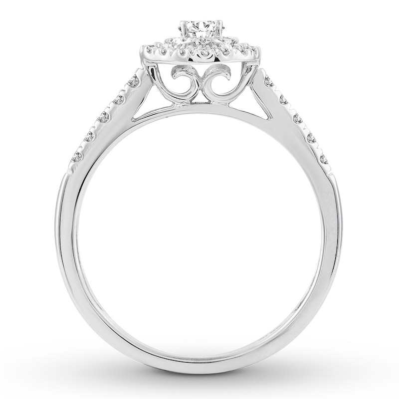 Main Image 2 of Previously Owned Diamond Promise Ring 1/2 carat tw Oval/Round 10K White Gold