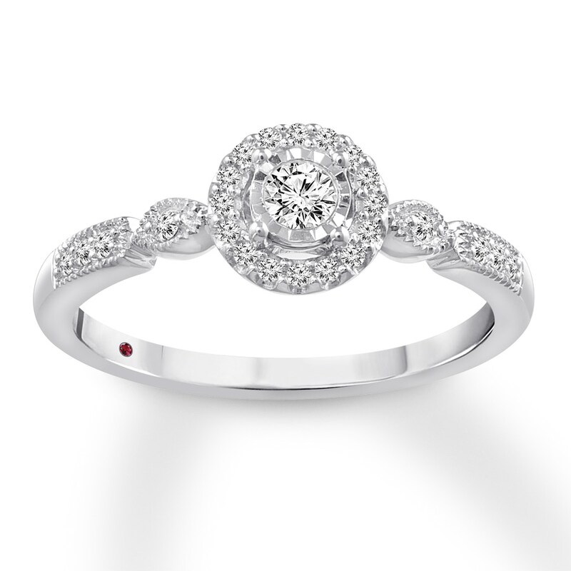 Main Image 1 of Previously Owned Diamond Promise Ring 1/5 ct tw Round 10K White Gold