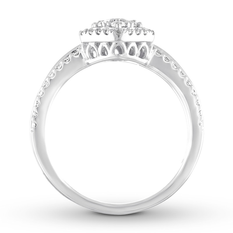 Main Image 3 of Previously Owned Diamond Ring 3/4 carat tw Princess/Round 14K White Gold