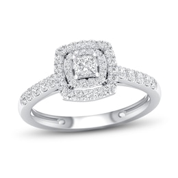 Previously Owned Diamond Promise Ring 1/2 ct tw Princess/Round10K White Gold