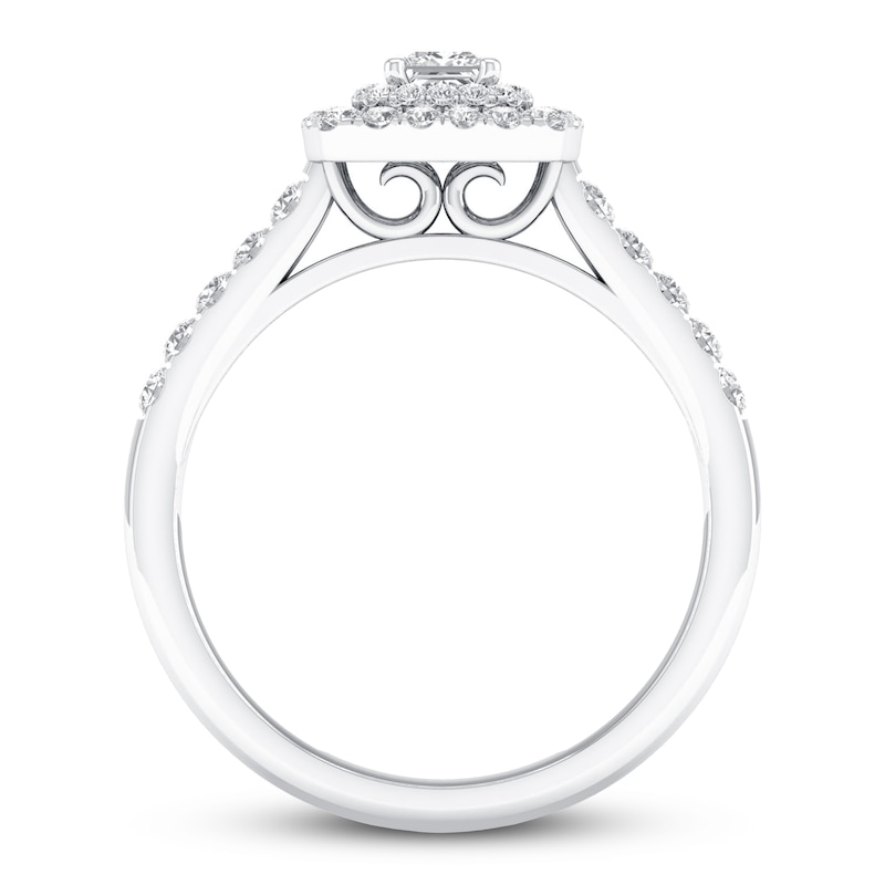 Main Image 2 of Previously Owned Diamond Promise Ring 1/2 ct tw Princess/Round10K White Gold