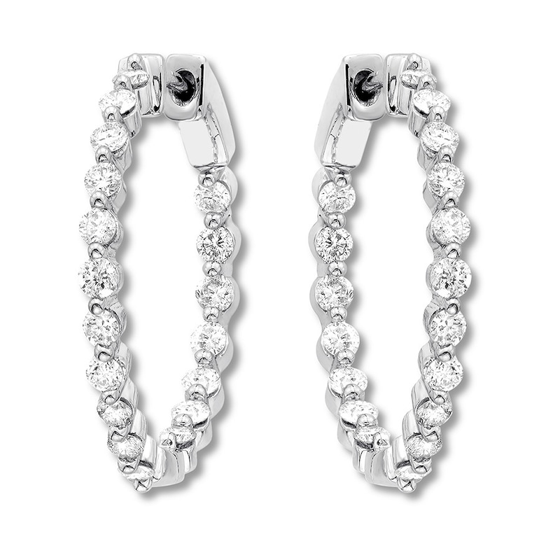 Previously Owned Diamond Hoop Earrings 1 ct tw Round 14K White Gold