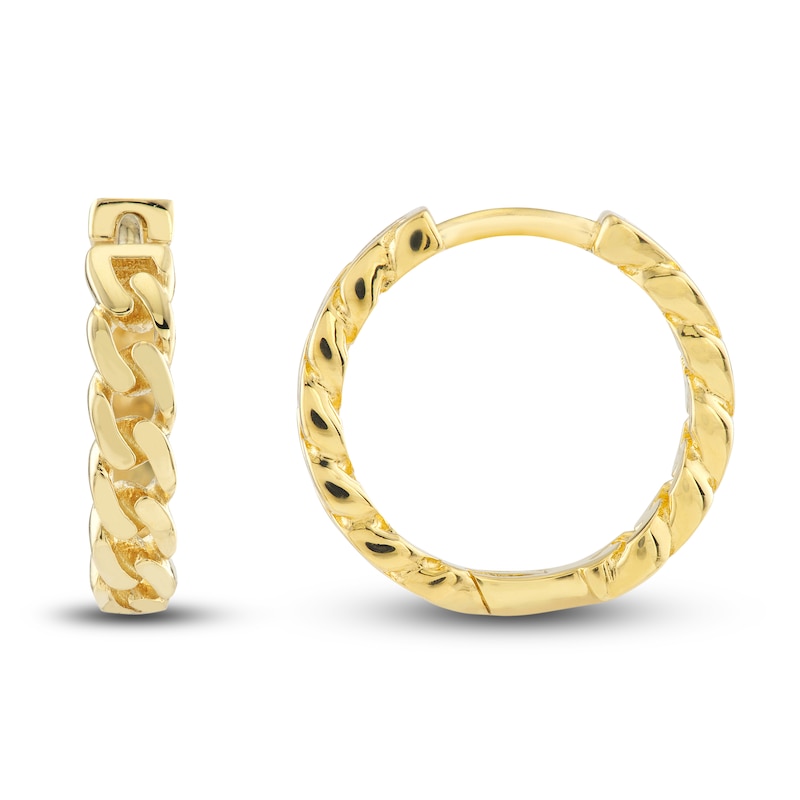 Main Image 2 of Curb Chain Hoop Earrings 14K Yellow Gold