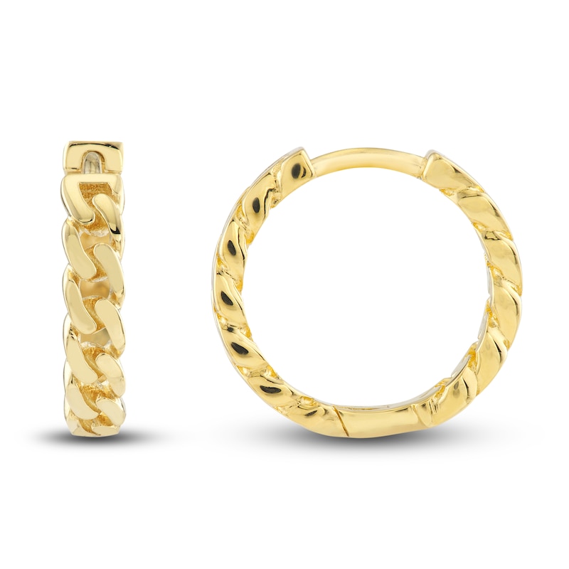 Curb Chain Hoop Earrings 14K Yellow Gold