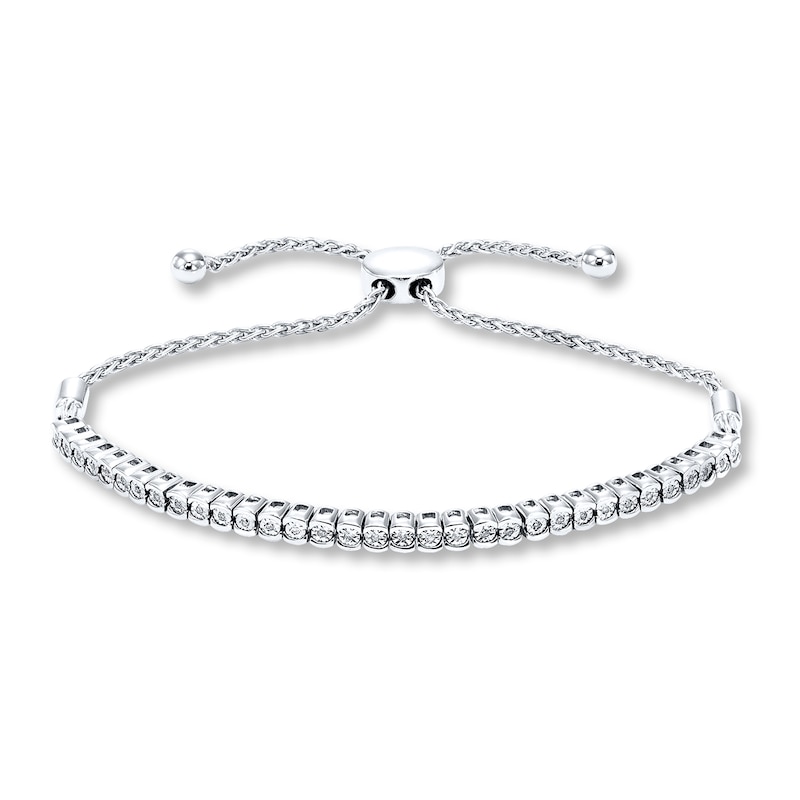 Main Image 1 of Previously Owned Diamond Bolo Bracelet 1/15 ct tw Round Sterling Silver