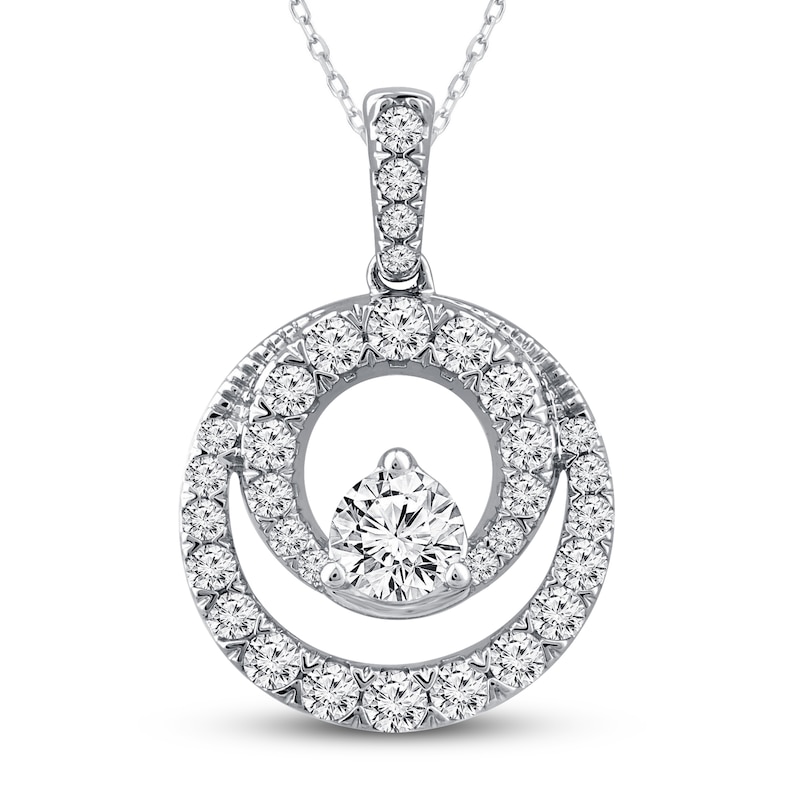 Main Image 1 of Previously Owned Closer Together Diamond Necklace 1-1/2 ct tw Round 14K White Gold