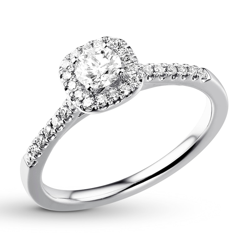 Main Image 4 of Previously Owned Diamond Engagement Ring 3/8 ct tw Round-cut 14K White Gold