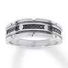 Thumbnail Image 1 of Previously Owned Men's Black Diamond Ring 1/6 carat tw 10K White Gold