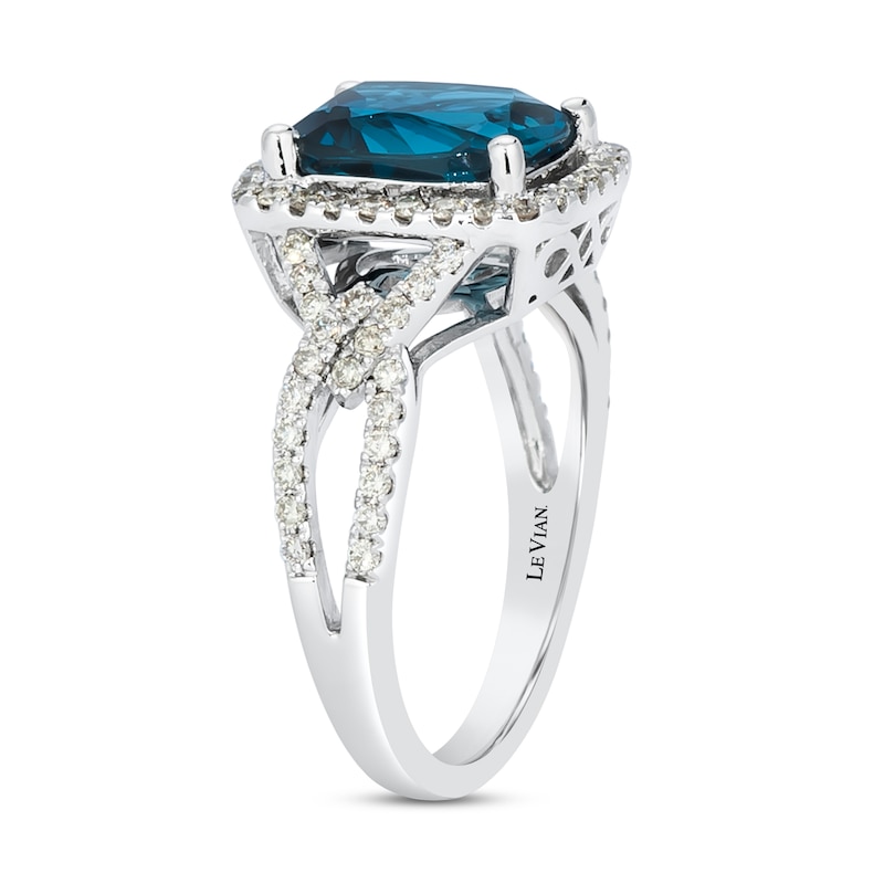 Main Image 2 of Previously Owned Le Vian Natural Blue Topaz Ring 1/2 ct tw Diamonds 14K Vanilla Gold