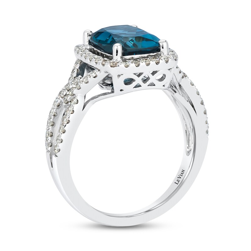 Main Image 3 of Previously Owned Le Vian Natural Blue Topaz Ring 1/2 ct tw Diamonds 14K Vanilla Gold
