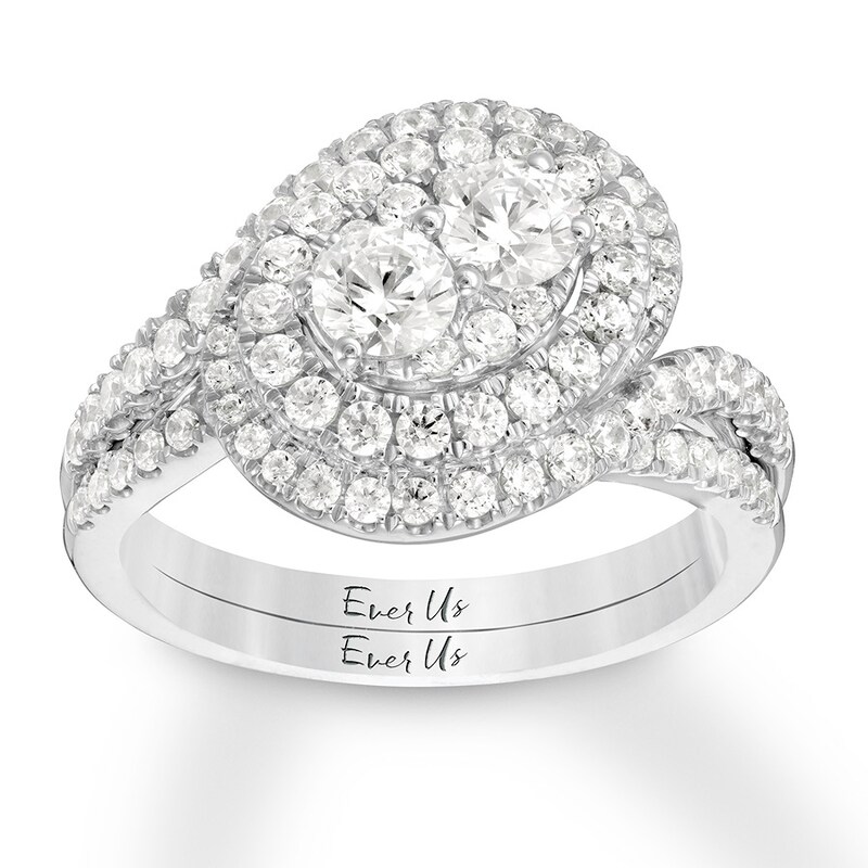 Main Image 1 of Previously Owned Ever Us Diamond Bridal Set 1-1/3 ct tw 14K White Gold
