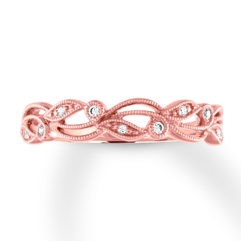 Main Image 1 of Previously Owned Diamond Anniversary Ring 1/20 ct tw Bezel-set 10K Rose Gold