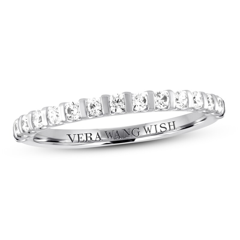Main Image 1 of Previously Owned Vera Wang WISH Diamond & Sapphire Band 1/3 ct tw 14K White Gold