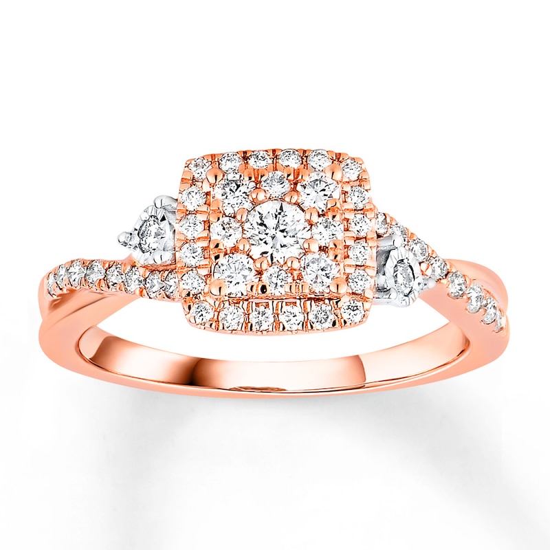 Main Image 1 of Previously Owned Diamond Promise Ring 1/2 ct tw Round 10K Rose Gold
