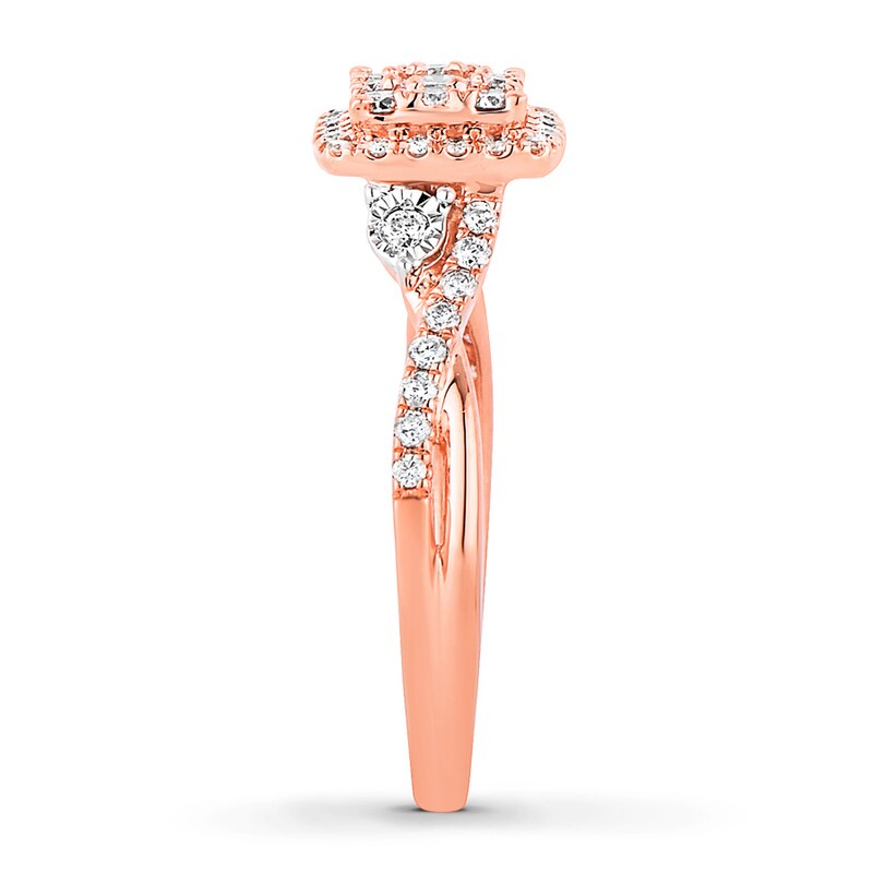 Main Image 3 of Previously Owned Diamond Promise Ring 1/2 ct tw Round 10K Rose Gold