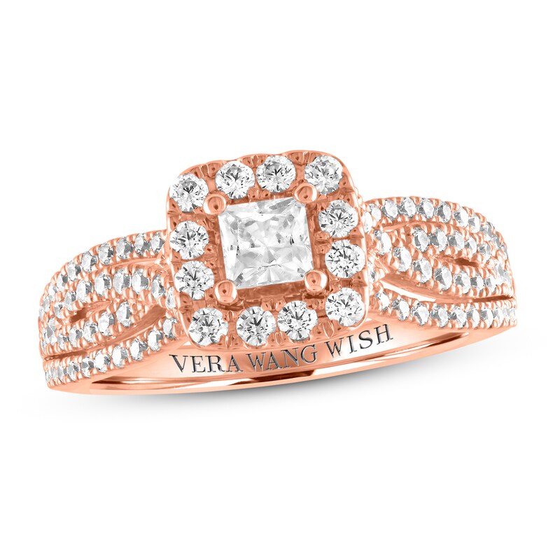 Main Image 1 of Previously Owned Vera Wang WISH Diamond Engagement Ring 1 ct tw Princess/Round 14K Rose Gold