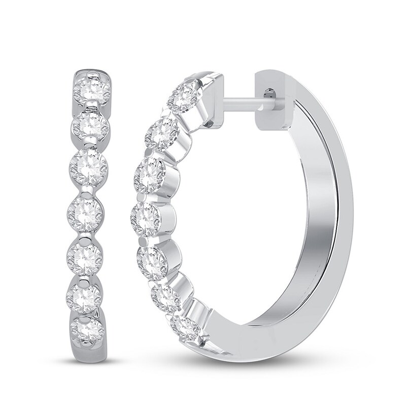 Previously Owned Colorless Diamond Hoop Earrings 1/2 ct tw 14K White Gold