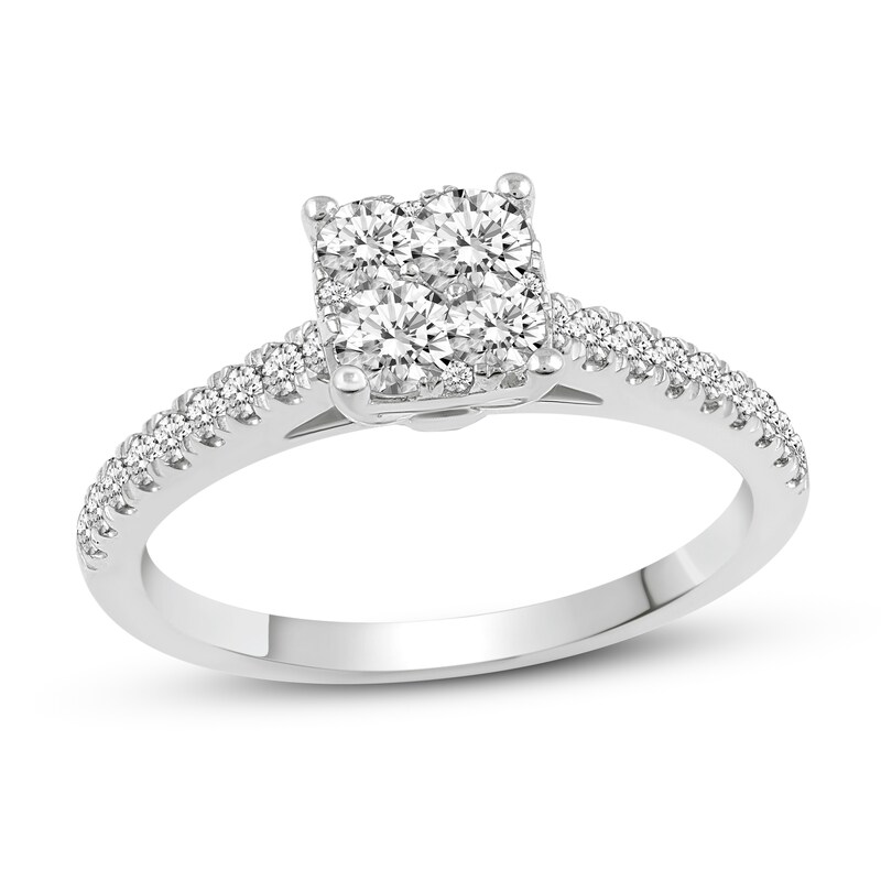 Main Image 1 of Previously Owned Diamond Engagement Ring 3/4 ct tw Round 14K White Gold