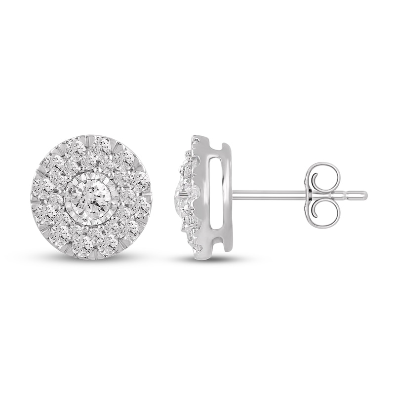 Main Image 1 of Previously Owned Diamond Stud Earrings 1 ct tw Round 14K White Gold