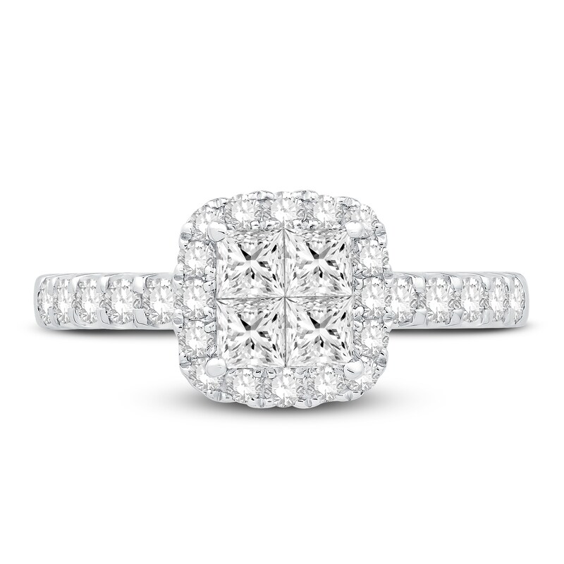 Main Image 2 of Previously Owned Diamond Engagement Ring 1 ct tw Princess/Round 14K White Gold