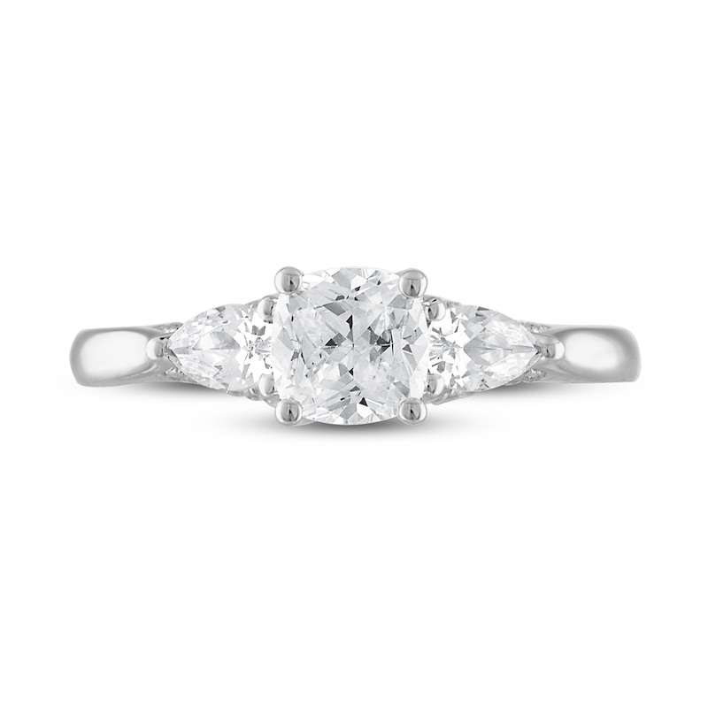 Main Image 3 of Previously Owned Diamond Engagement Ring 1-1/3 ct tw Cushion/Pear-shaped/Round 14K White Gold