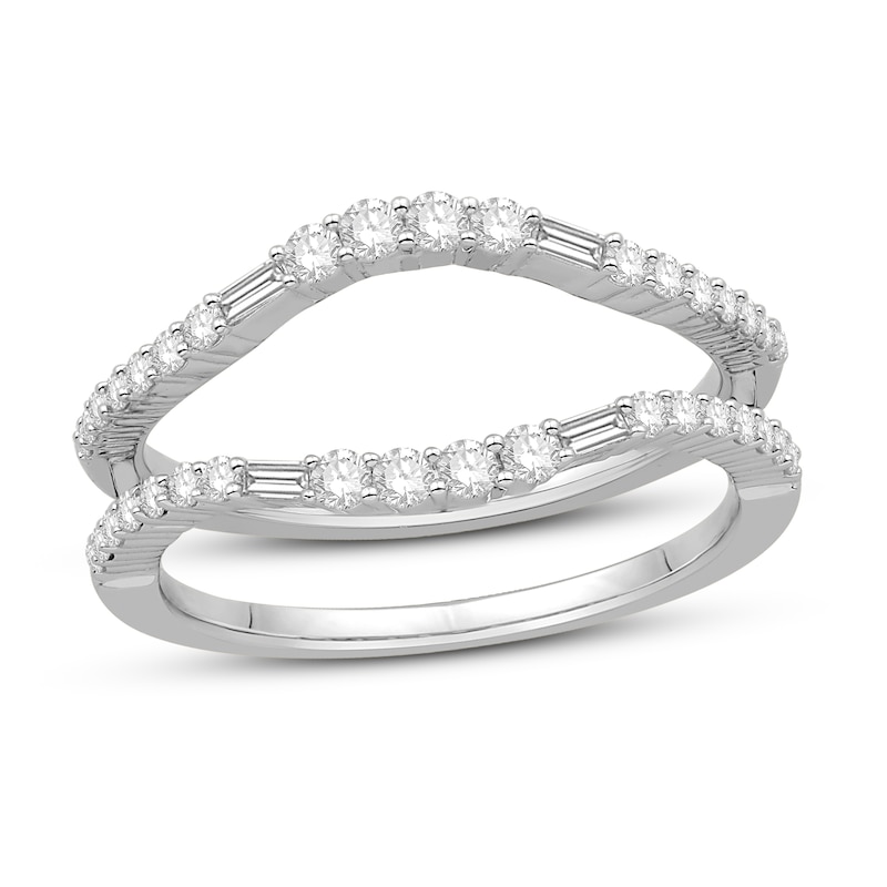 Main Image 1 of Previously Owned Diamond Enhancer Ring 1/2 ct tw Baguette/Round 14K White Gold