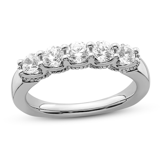 Previously Owned Diamond Anniversary Ring 34 ct tw Round 18K White Gold