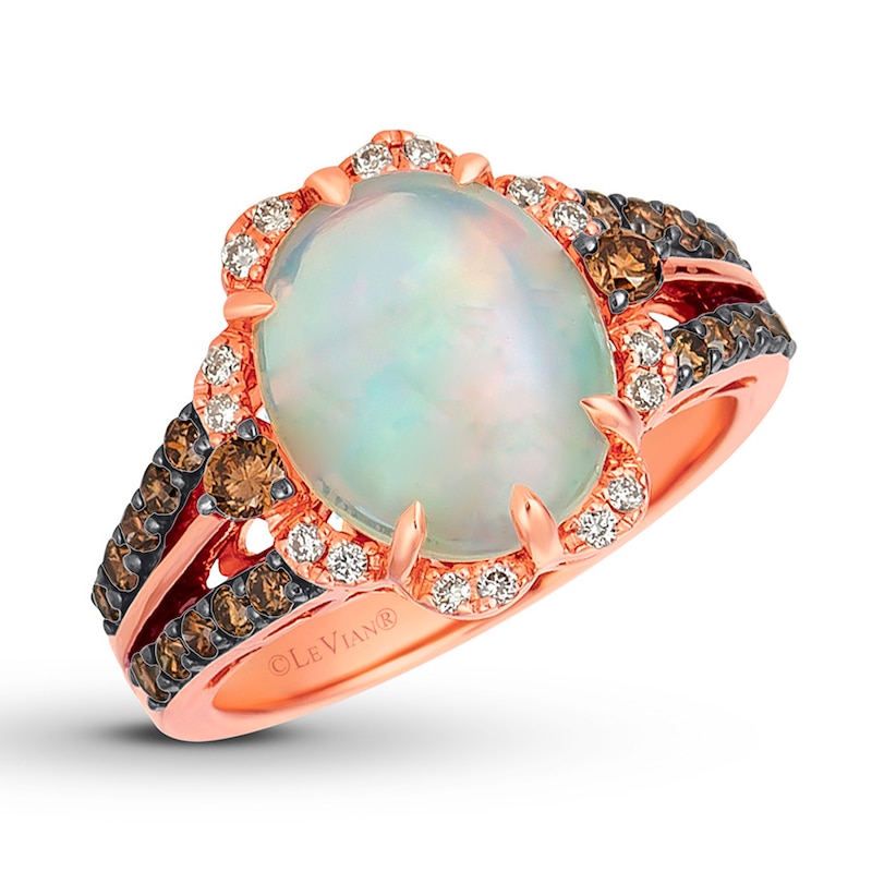 Previously Owned Le Vian Opal Ring / ct tw Diamonds 14K Strawberry Gold